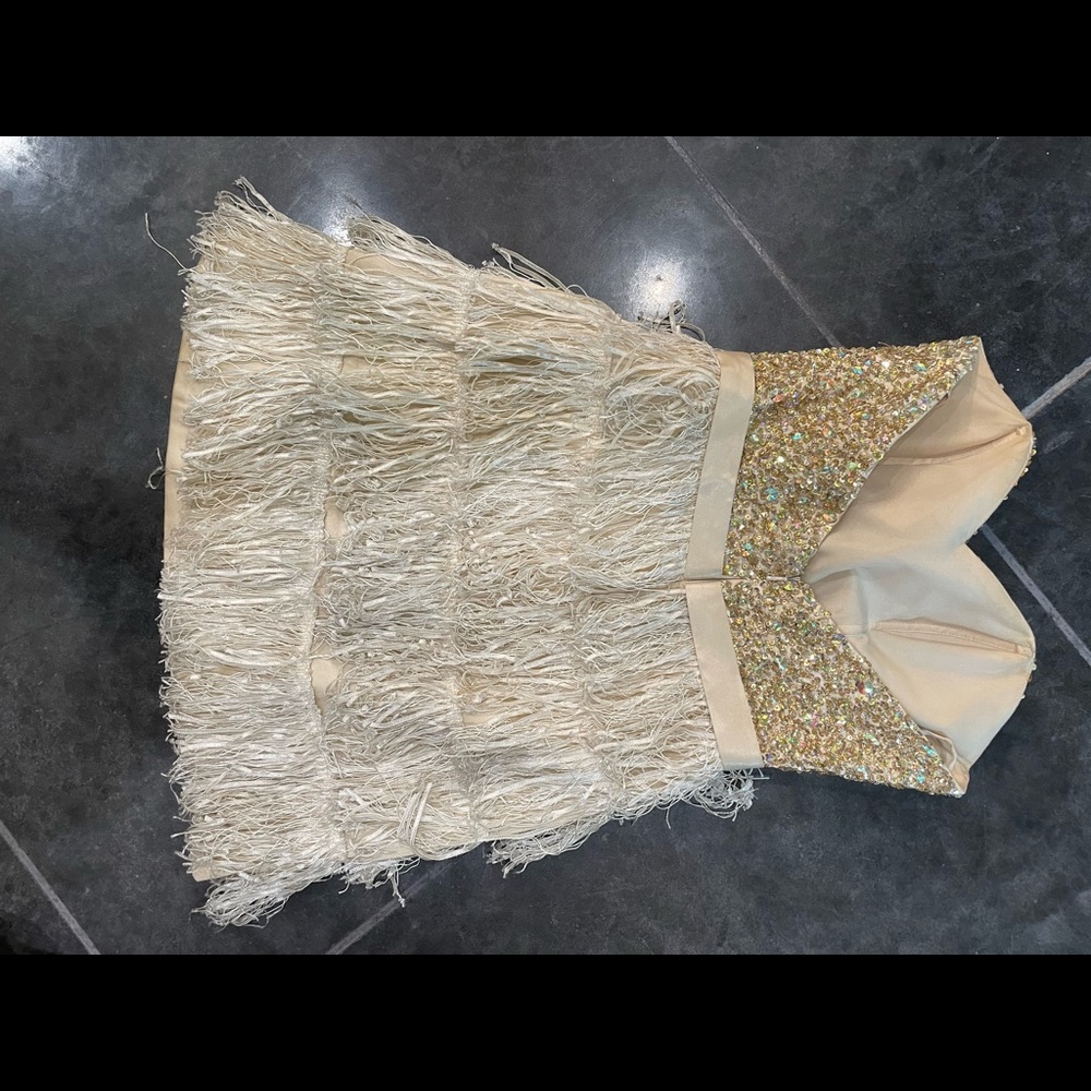 flirt Maggie sottero party/formal dress beading on top fringe on bottom size 4